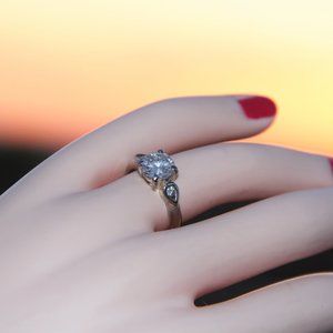 Vintage 2.04 Carat Round CZ Sterling Silver Ring